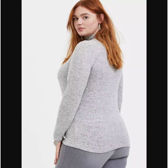 Torrid Turtleneck Top 3X 22 24 Heather Gray Super Soft Plush Long Sleeve Cozy - Picture 4 of 7